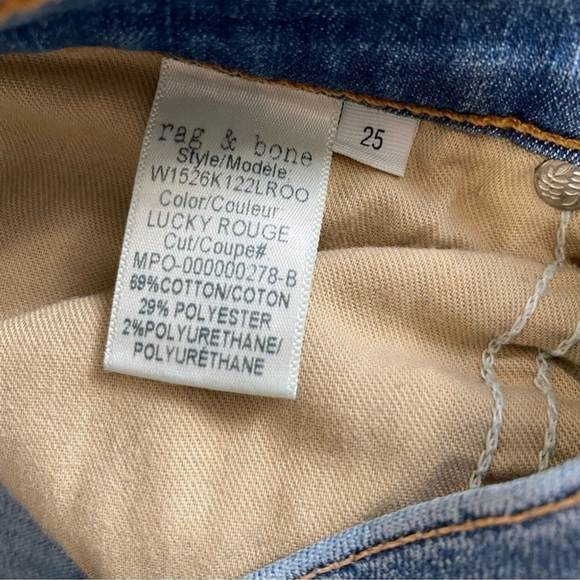 RAG & Bone Skinny Raw Hem Lucky Rouge Wash Sz 25 - Picture 9 of 9